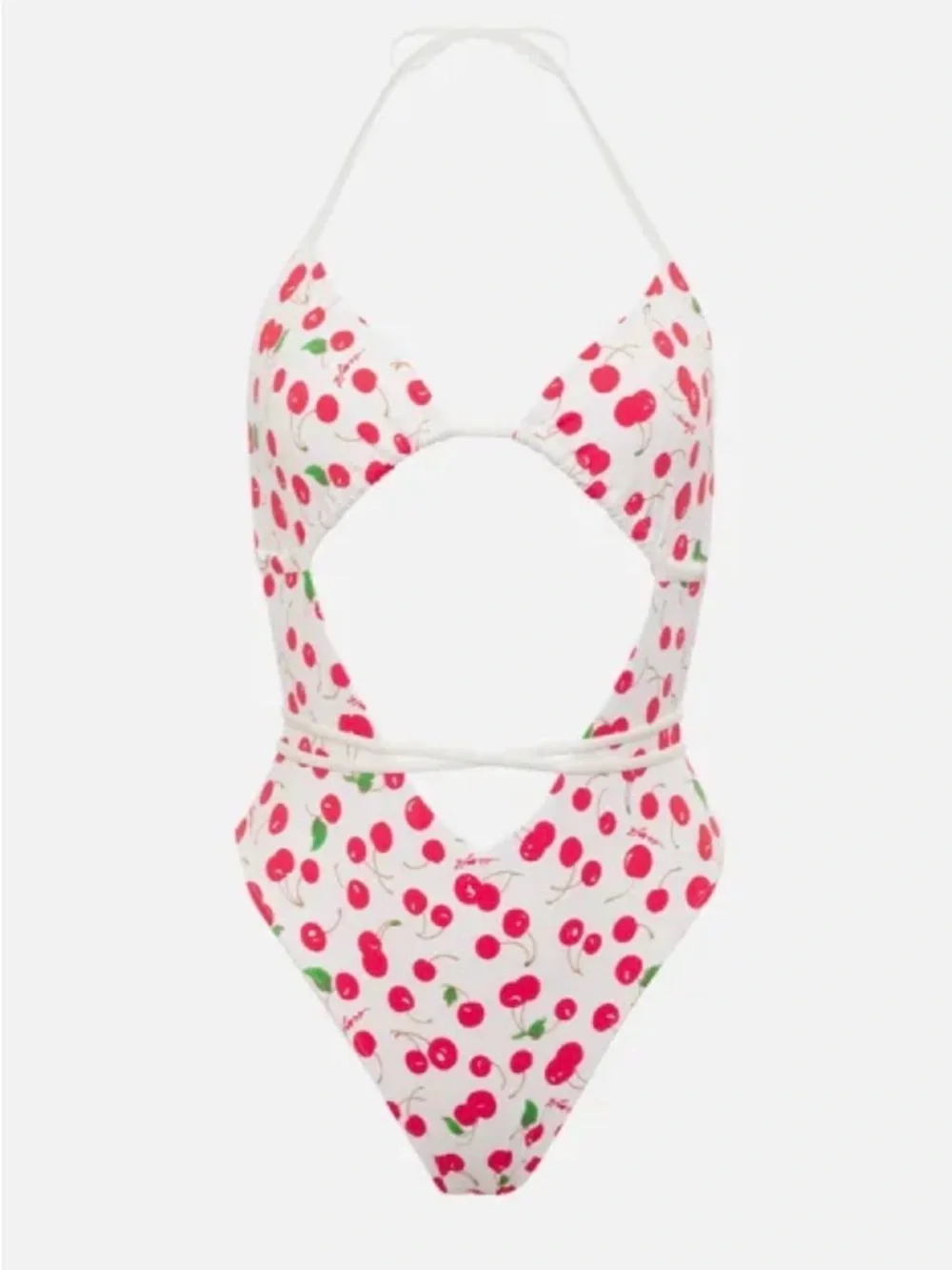 NWOT Frankie's Bikinis White Cherry Cutout One-Piece Swimsuit Sz medium